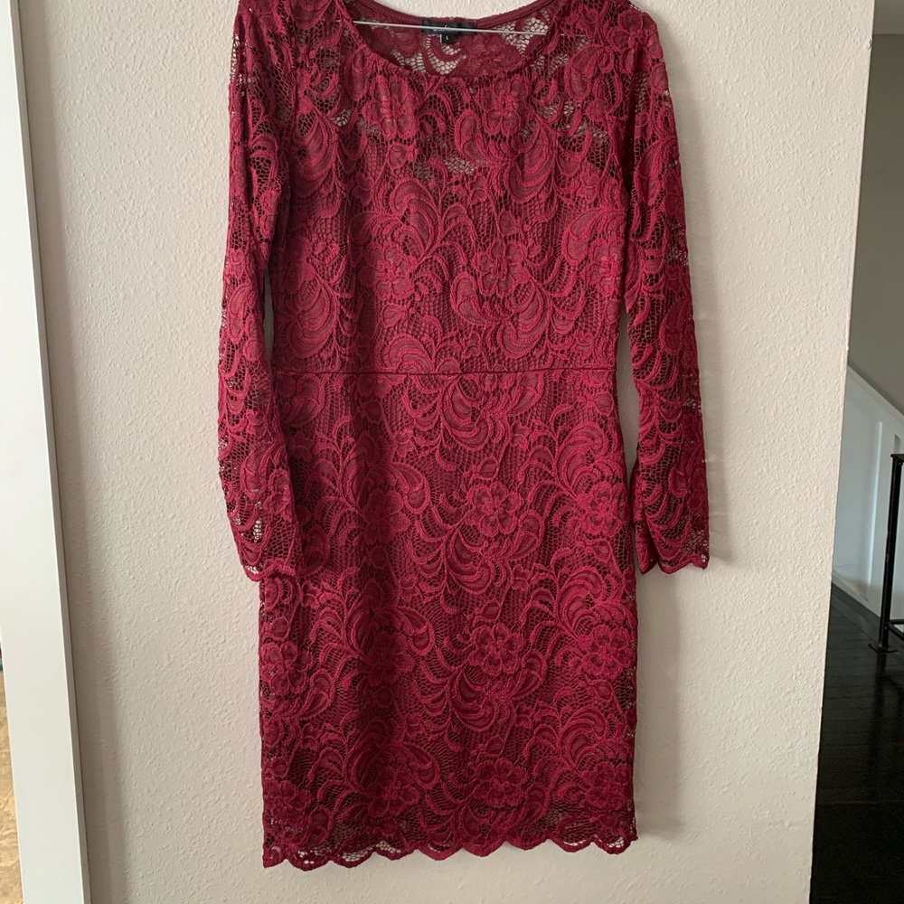 Wine colored lace dress